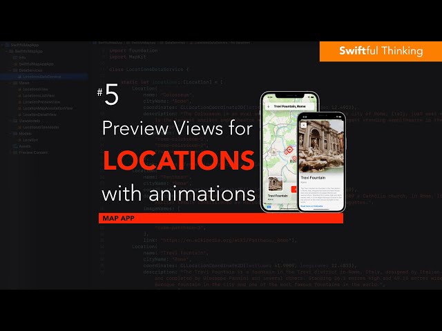 Location Preview cards with asymmetric Transitions  | SwiftUI Map App #5