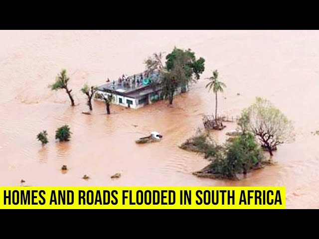 Homes and roads flooded across Western Cape in South Africa as storm damage surges.