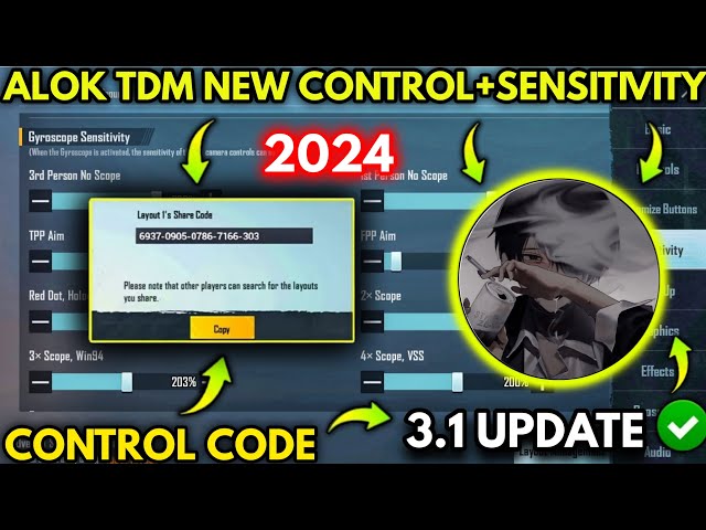 (2024) ALOK TDM NEW 3.1 SENSITIVITY SETTINGS/ ALOK TDM CONTROL CODE | BGMI