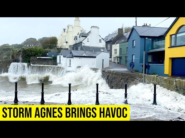 Storm Agnes: roof ripped off building, flooding and power outages in Ireland.