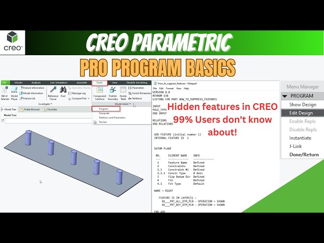 Pro Program Basics | Hidden features in CREO Parametric | Creo tutorial |