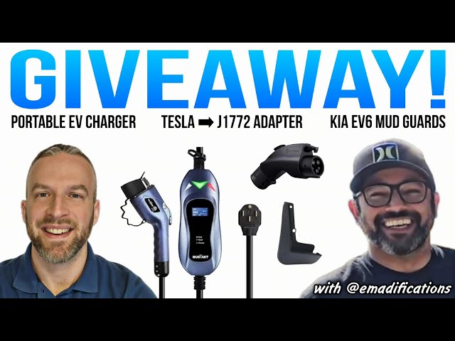 GIVEAWAY 😀 EV Charger + Tesla ➡ J1772 Adapter + Mud Guards | Teaming Up with @Emadifications
