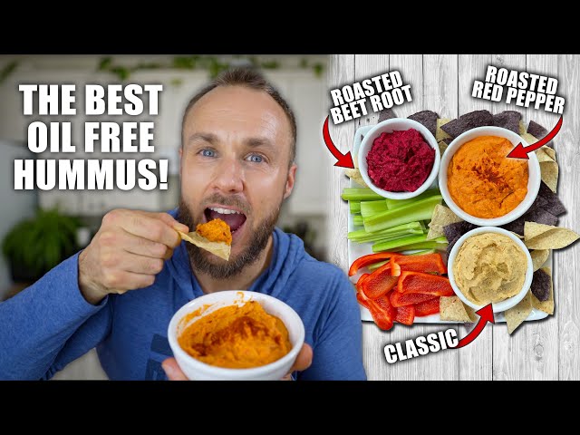 3 Easy Oil Free Hummus Recipes | Classic, Roasted Red Pepper, Roasted Beet