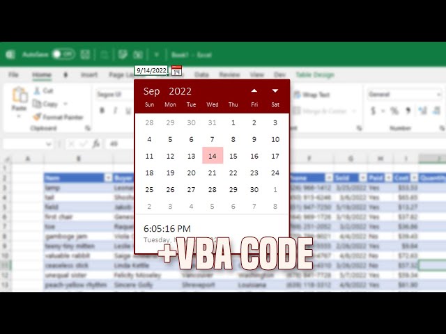 Date picker for Excel with VBA code