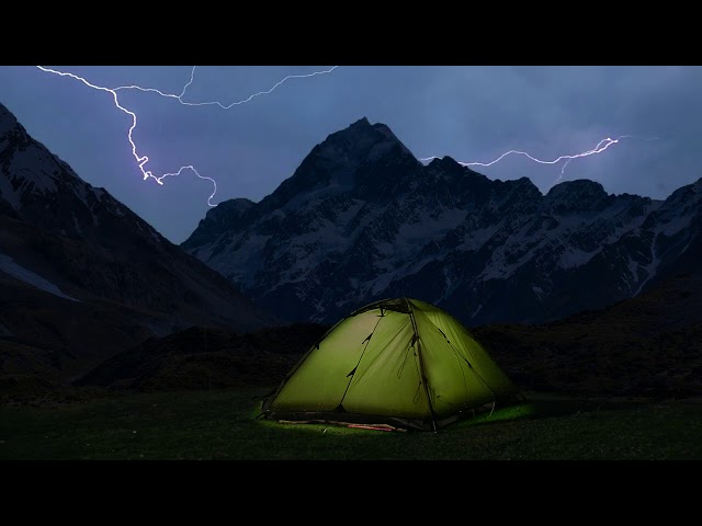 ASMR - Ambience" 👍 Lightning, Thunder & Rain on Tent Sounds in the Mountains - 4K