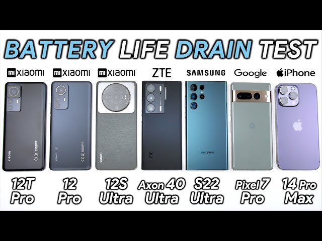 Xiaomi 12T Pro vs 12 Pro vs 12S Ultra / ZTE / Samsung / Pixel / iPhone Battery Life DRAIN Test!