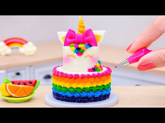 Amazing Miniature Rainbow Unicorn Cake Make Skill - Delicious Tiny Desserts From Tropical Fruits
