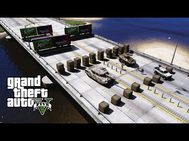 GTA 5 - Army Patrol Episode #24 - BUILDING BRIDGE FORT! (Bridge Defense) Gunrunning DLC Vehicles