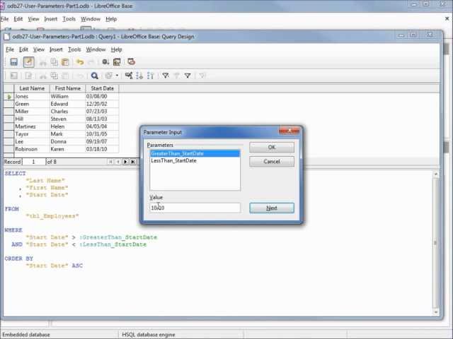 LibreOffice Base (27) User Parameters Part 1