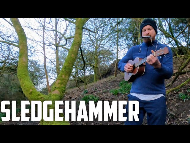 Sledgehammer Peter Gabriel on a steep hill hammock camp with a uke and blues harp... (cover)