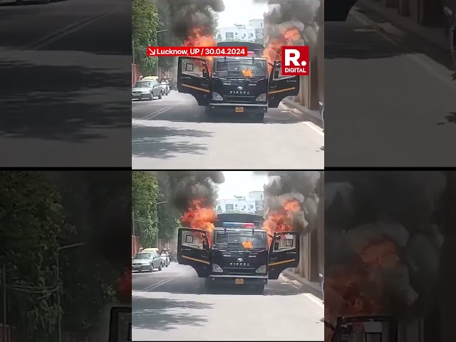 Police Vehicle Catches Fire Near Raj Bhavan In Lucknow; No Injuries Reported