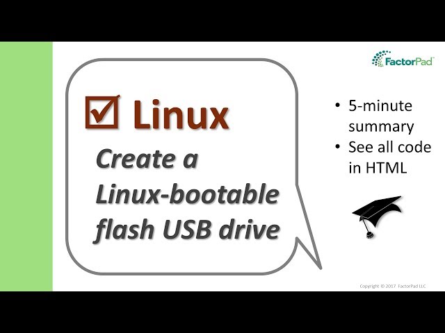 Create a Linux bootable flash USB drive