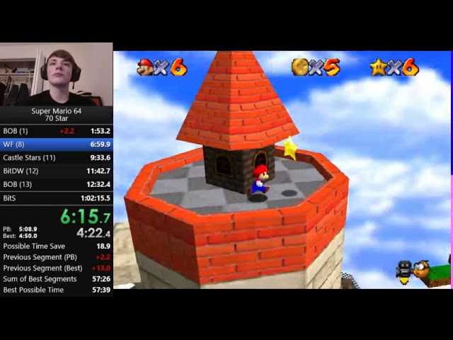 Super Mario 64 70 star Speedrun in 1:02:11