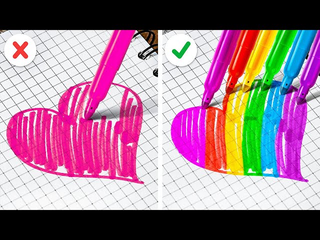 EASY DRAWING HACKS AND SCHOOL TRICKS || DIY Crafts You Need To Try By 123GO! Genius