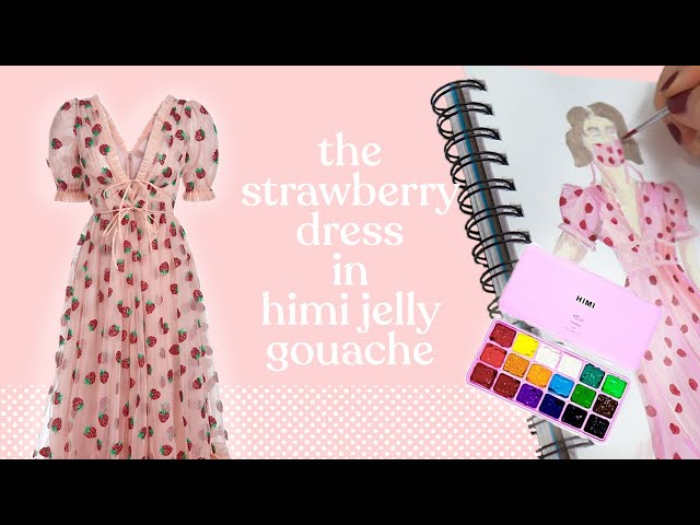 I Painted the Strawberry Dress with Jelly Gouache 🍓 Paint with Me! | Lirika Matoshi x Himi Miya
