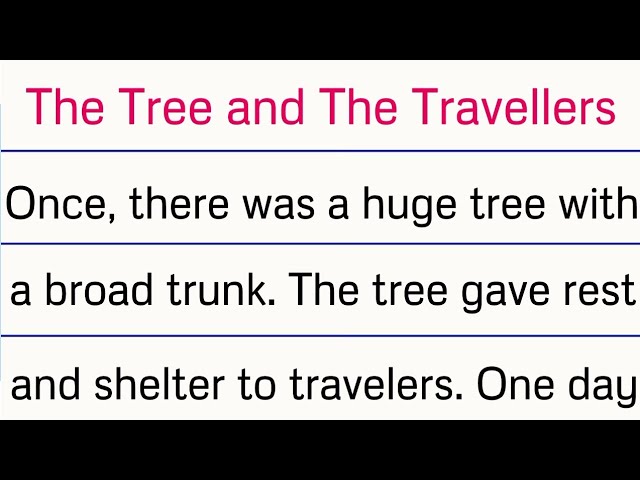 The Tree and The Travellers in English Handwriting || The Tree and The Travellers Story With Moral