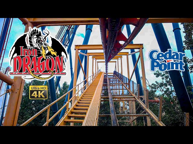 2022 Iron Dragon Roller Coaster On Ride Front Row 4K POV Cedar Point