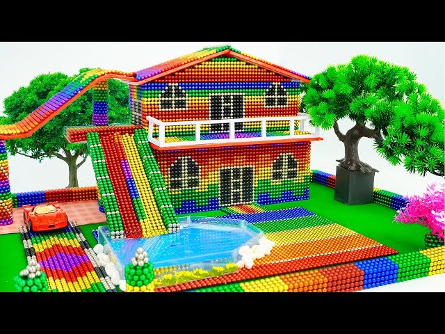 DIY - How to build a unique villa with a swimming pool and water slide - Magnet challenge
