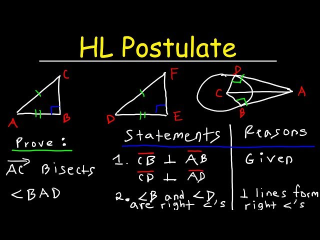 Hypotenuse Leg Theorem - HL Postulate - Two Column Proofs