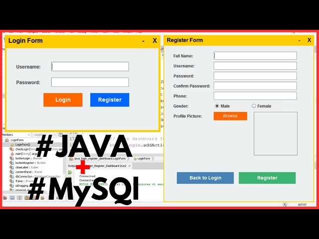 Java Project Tutorial - Connect The Login and Register and Dashboard Form With The MySQL Database