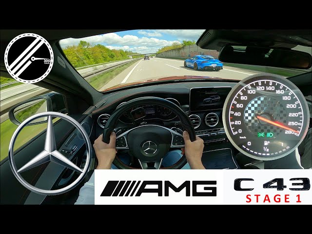 Mercedes-Benz C43 AMG Stage 1 S205 420 PS Top Speed Drive German Autobahn With No Speed Limit POV