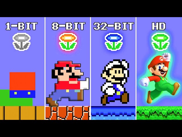 Super Mario Bros. But 1-BIT vs 8-BIT vs 32-BIT vs HD Full Challenge! | ADN MARIO FUN