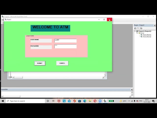 ATM Form1 and Form2 design in Microsoft Visual basic 6.0