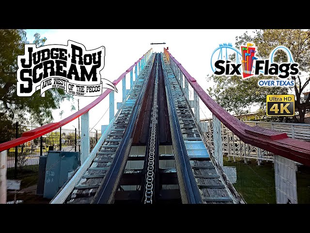 2024 Judge Roy Scream Roller Coaster On Ride Front Seat 4K POV Six Flags Over Texas