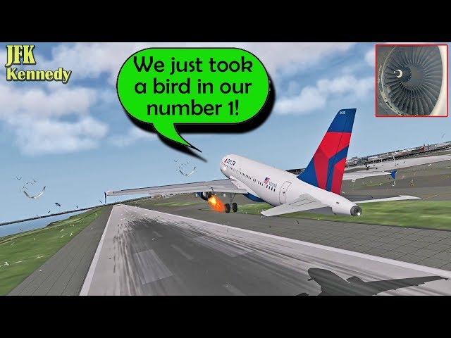 [REAL ATC] Delta A319 HITS SOME BIRDS on takeoff at Kennedy JFK!