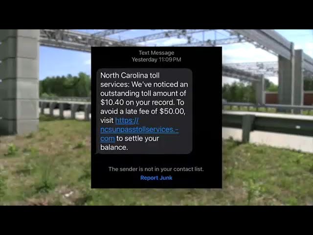 Text scam targets North Carolina drivers with late fee for unpaid tolls