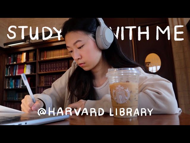 1 Hour Study with Me @Harvard Library | real time, lo-fi, productive ☁️ ☕️
