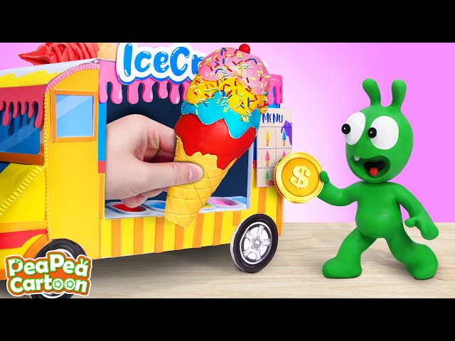 Pea Pea Selling Rainbow Ice Cream Truck - Kid Learning - Pea Pea Cartoon