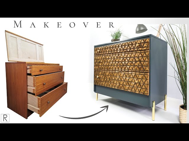 MID CENTURY DRESSER MAKEOVER / Chest of drawers transformation / Furniture Spray Painting