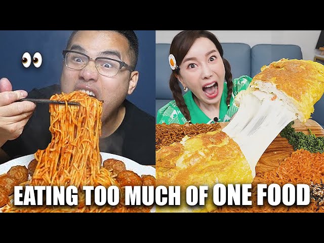 mukbangers eating WAY TOO MUCH OF ONE FOOD (compilation)