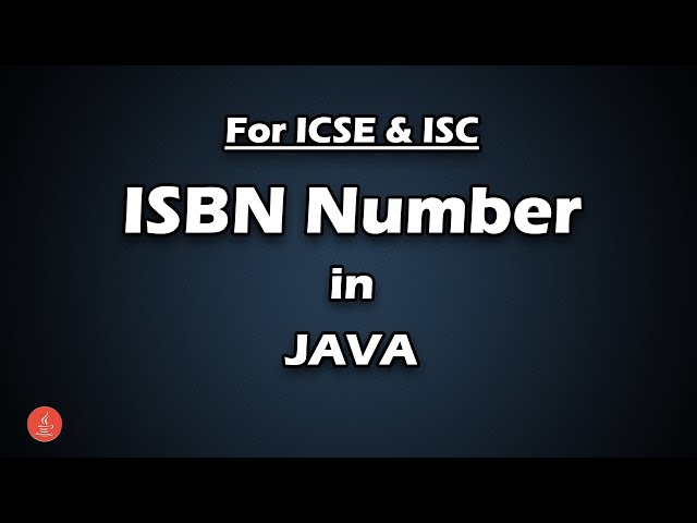 ISBN Number in JAVA || For ICSE & ISC || BluejCode