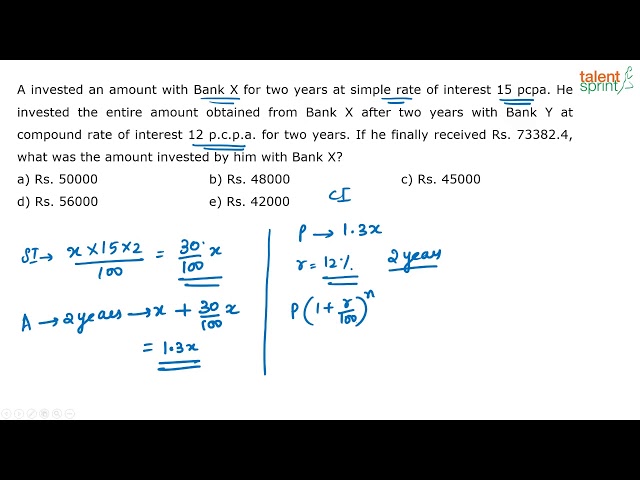 New Pattern Simple Interest & Compound Interest Question Solution |Advanced Example 19 |TalentSprint
