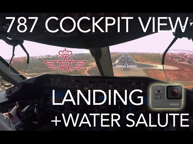 B787 Cockpit Pilot View | Dakar Landing & Water Salute | Royal Air Maroc Boeing 787 Dreamliner |