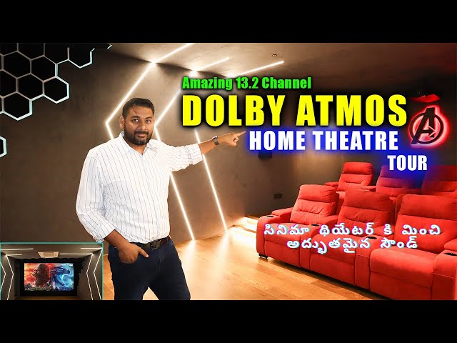 Amazing 13.2 Ch Dolby Atmos Home theatre Setup Tour || in Telugu