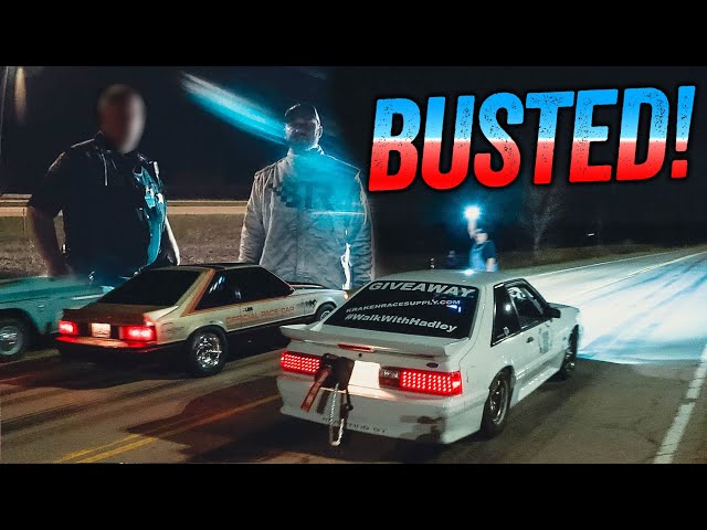 BUSTED Racing our Stick Shift Mustangs - COP WAS PISSED. (SRC vs. KrakenRacing)