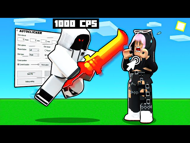 I TROLLED My LITTLE SISTER Using An OP AUTOCLICKER.. (Roblox Bedwars)