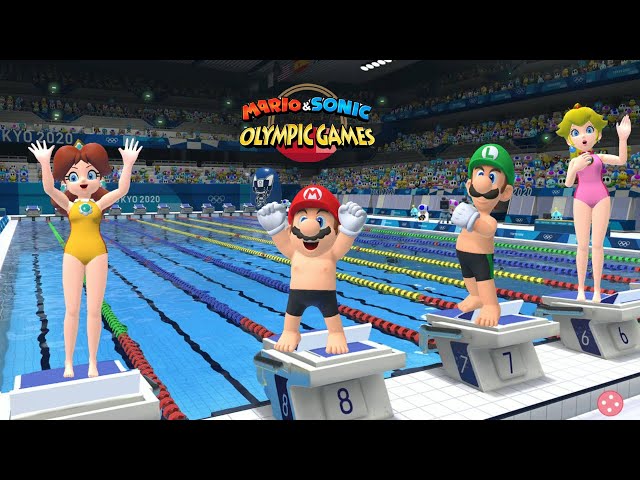 Mario & Sonic At The Olympic Games Tokyo 2020 Swimming Gameplay Mario Luigi Daisy Peach & Blaze Amy
