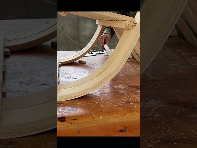 Curved Arm Chair using Slats Wood