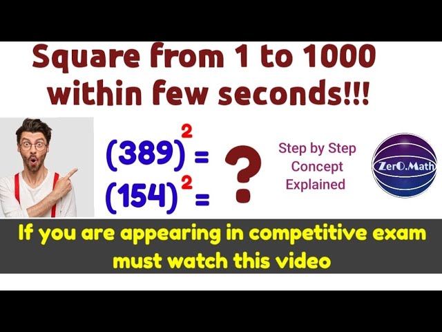 How to find square of number | square of 3 digit number | Zero Math | English