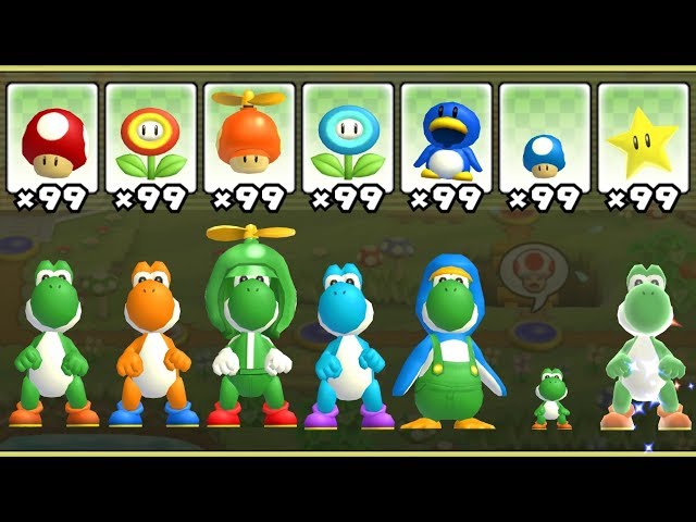 New Super Mario Bros. Wii - All Yoshi Power-Ups