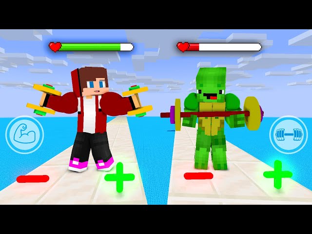 JJ vs Mikey in Muscle Rush Game - Maizen Minecraft Animation