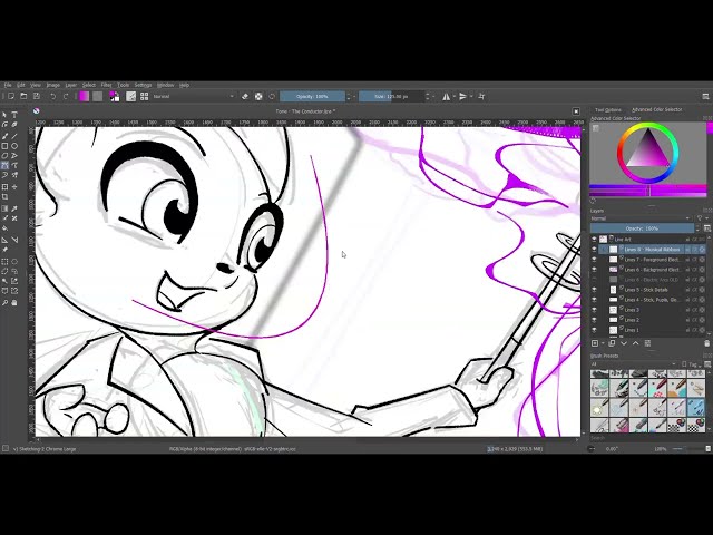 Torie the Conductor | Character Design Timelapse Part 1 | Line Art