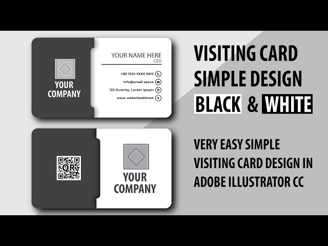 Visiting Card Simple Design (Black & White) || Very Easy Simple Visiting Card Design in Illustrator