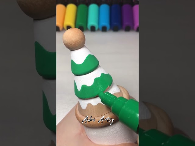 Drawing BUT on a Wooden Christmas GNOME with Posca Markers! #shorts