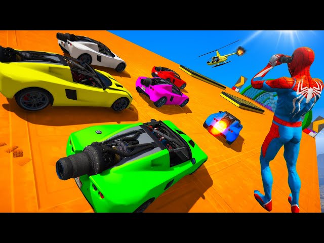 Quest Parcour Collection Super Cars, Motorcycles, Helicopters, Spider-Man and Heroes GTA V