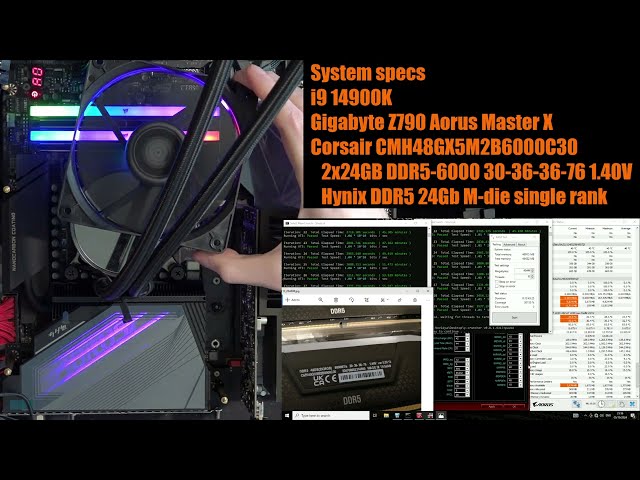 2x24GB Corsair DDR5-6000 CL30 overclocked to DDR5-6933 CL32 with a 14900K on Z790 Aorus Master X